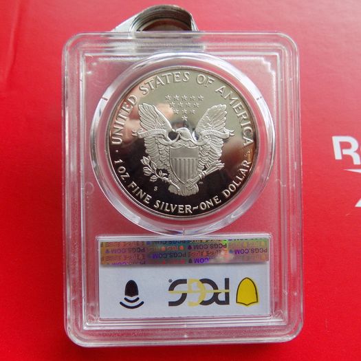 US 1989 S Proof Silver Eagle Dollar.90%Silver.Slabbed.Gem BU.Graded PR68DCAM.