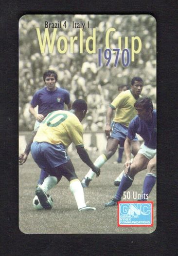 1998 Gibraltar 50 unit World Cup 1970 Brazil V Italy (Siemens - S5 (Module 33)) Phone Card
