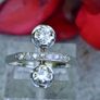 Antique Art Deco Two Stone Diamond "Toi et Moi' Ring - 18ct White Gold Image 3