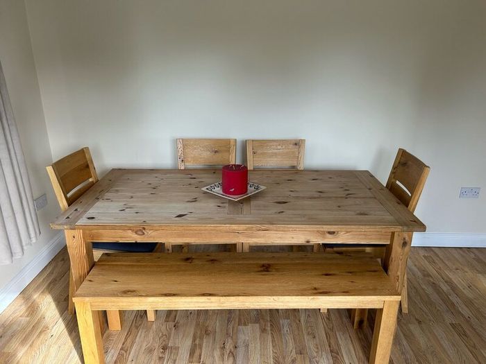Dining Table with 4 chairs + bench