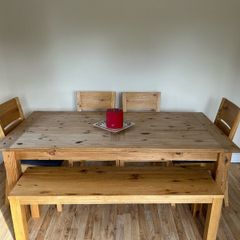 Dining Table with 4 chairs + bench