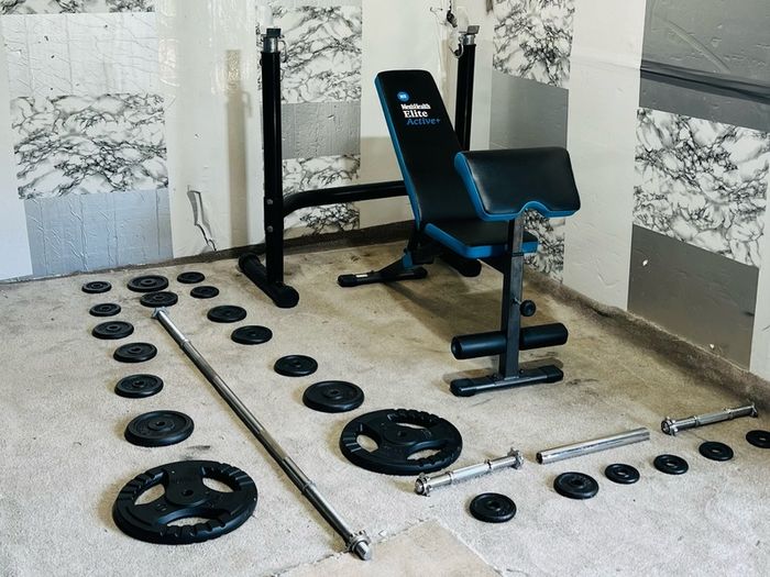 Iron Weights Adjustable Rack Bench Barbell Dumbbells