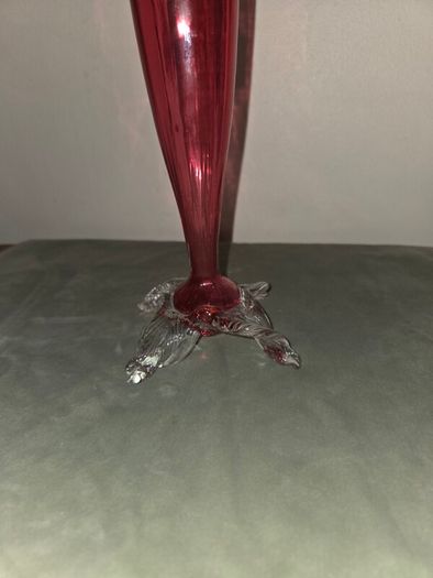 Hand Blown Antique Cranberry Glass Vase