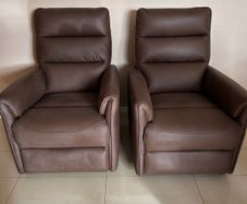 Brown Leather Swivel Recliner Armchair