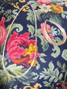 Silver liquid necklace and bracelet set