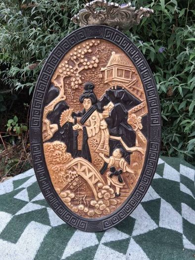 2 X 15 Inch Bretby Pottery Art Deco Japanese Wall Plaques