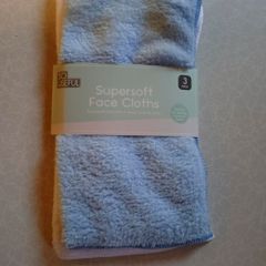 3 Pack Microfibre Face Cloths (new).