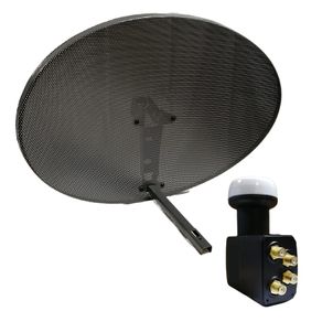 Sky Satellite Dish Zone 2 For Sky Hd Freesat Free To Air Black Mesh + Quad Lnb