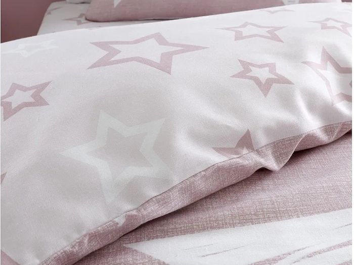Kids Super Star Duvet Cover Set Single | Blush Pink Star Bedding Set with Pillowcase | Soft Polycotton Reversible Bed Set for Boys & Girls Bedroom
