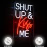Shut UP and Kiss Me Neon Sign White Red LED Neon Light USB Powered Letter Neon Sign Decorative Words Wall Neon Sign for Bedroom Bar Party Valentine's Day (FREE POSTAGE) Image 2