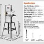 Band Saw with Stand Benchtop Bandsaw 24.5 cm 370W Two-Speed Adjustable Image 2