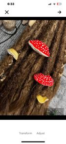 Pair of Fantasy Handcrafted Polymer Clay Mushroom Dread Beads Cute Forest Dread Beads Amanita Muscaria Cosplay