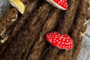 Pair of Fantasy Handcrafted Polymer Clay Mushroom Dread Beads Cute Forest Dread Beads Amanita Muscaria Cosplay
