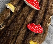 Pair of Fantasy Handcrafted Polymer Clay Mushroom Dread Beads Cute Forest Dread Beads Amanita Muscaria Cosplay