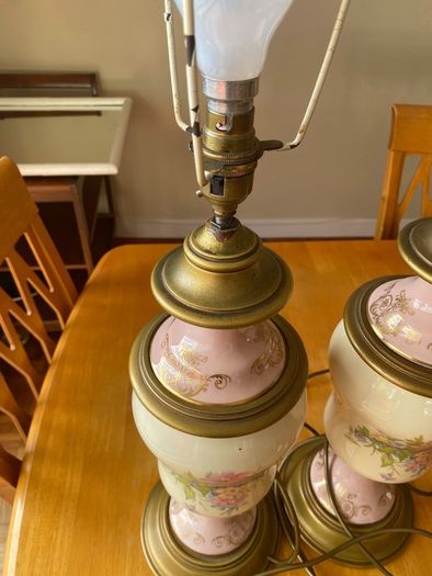Pair Victorian revival lamps