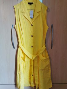 BNWT - Yellow linen dress UK 10
