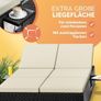 Double Sun lounger with table attached Sun Lounger for 2 People with Folding 7 cm Cushions Weatherproof Garden Lounger Recliner Adjustable Image 4