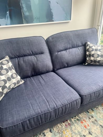 Navy Blue Three Seater Fabric Sofa