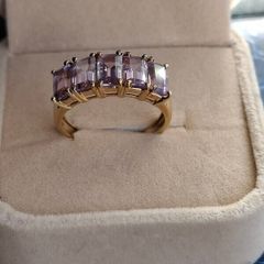 Vintage 9 ct gold Amethyst ring . Size O. D 17.6 mm