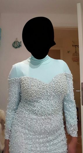 Debs dress - Embellished pearl & diamond cocktail evening maxi dress w train size 10/12 Mint Green
