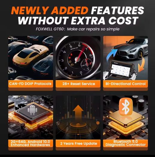 New 2026 FOXWELL GT60 OBD2 Diagnostic Tool All System Bi-directional Car Code Reader 24 Reset Professional OBD 2 Automotive Scanner