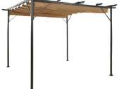Pergola with Retractable Roof Taupe  Steel