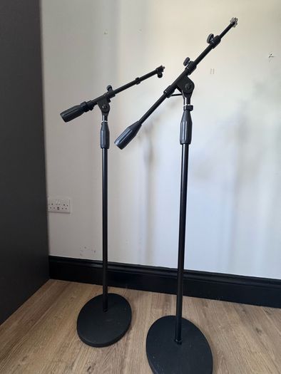 2x Heavy Duty Floor Microphone Boom Stands | Studio Podcast Mic Stands