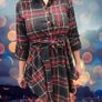 Shirt dress with a tartan collar Image 2