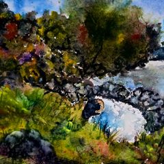sheep hidden from the storm watercolour