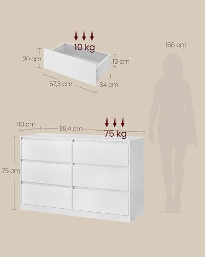 Modern Chest of Drawers Cabinet with 6 Drawers