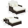 Rattan Sun Lounger 2 Seater Day Bed-Brown Image 4