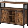 _Sideboard, Kitchen Cabinet, Storage Cabinet with 2 Sliding Doors, Adjustable Shelf, Industrial, for Living Room, Vintage Brown/Black Image 2