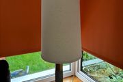 Table lamp (grey bar with gold) neutral/oatmeal colour shade