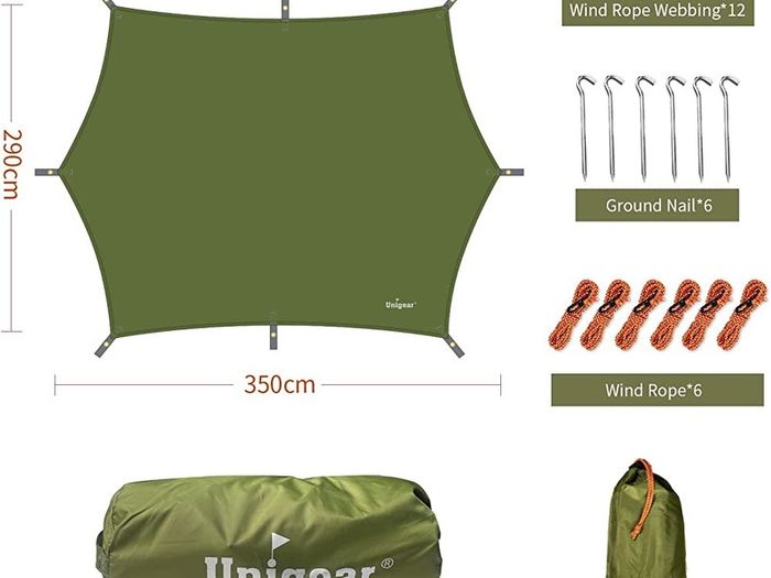 Hammock Rain Fly Tent Tarp, 3m x 3m Tarpaulin Portable Sunshade Lightweight Waterproof Groundsheet Windproof Camping gazebo Picnic Mat Anti UV Sun Shelter for Camping Travel Beach MULTIPLE COLOURS AVAILABLE (FREE SHIPPING)