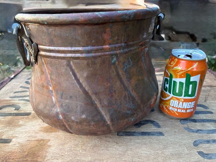 Antique hand made copper planter