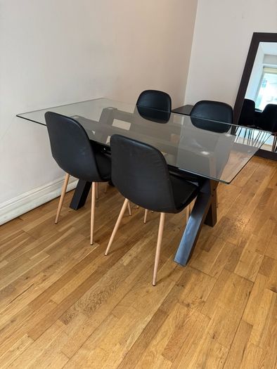 Glass Table & 4 Chairs