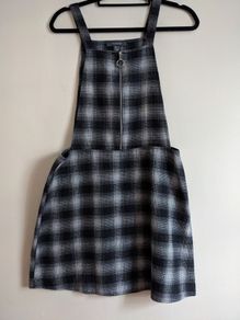Black and grey check pinafore