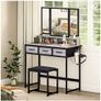 Makeup Vanity Table with Tri-Fold Mirror Stool & Storage Drawers Image 2