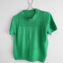 Pre Owned Bright Green Pointelle Short Sleeve Fine Knit Top Image 3