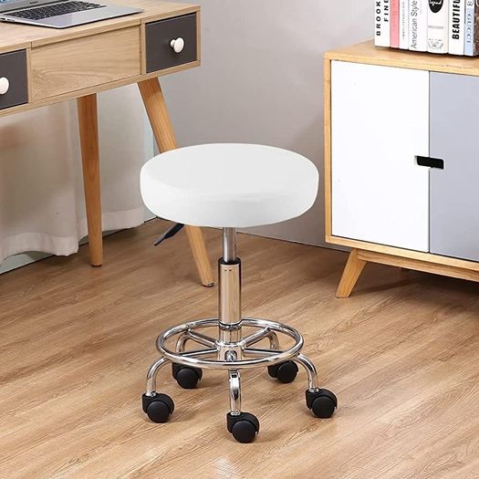 PU Leather Round Rolling Stool with Foot Rest Swivel Height Adjustment Medical Spa Drafting Salon Tattoo Work Office Massage Stools Task Chair Small (FREE POSTAGE)