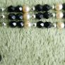 Vintage Necklace Three Strand Beaded Gold Black Grey White Vintage Image 5