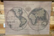Vintage canvas map of the world