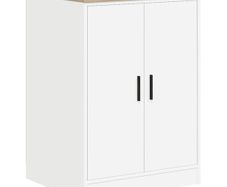 Garage Storage Cabinet White 60x51x85 cm Solid Wood Pine