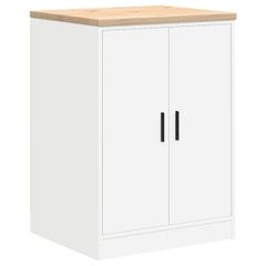 Garage Storage Cabinet White 60x51x85 cm Solid Wood Pine