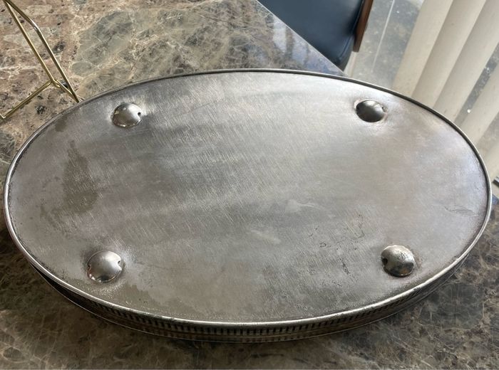 silver plated on copper sheffield oval tray