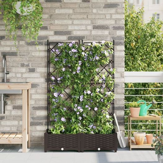 Garden Planter 2 pcs Brown 80 x 40 x 125.5 cm Steel