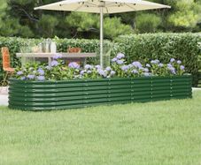 Garden Raised Bed Galvanised Steel 296x80x36 cm Green