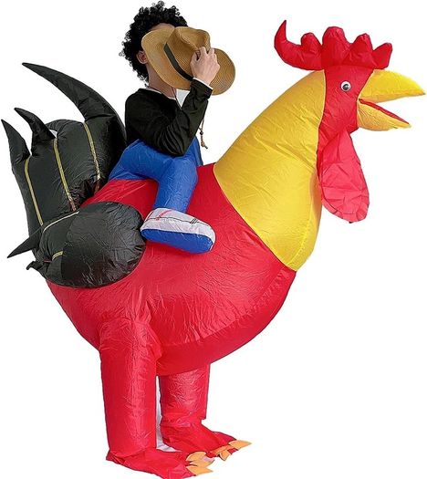Inflatable Rooster Costume Fancy Dress Inflatable Costumes for Halloween Cosplay Air Blow Up Costumes Giant Suit T-Rex Rider Costume for Christmas Birthday Wedding Easter Party (FREE SHIPPING)