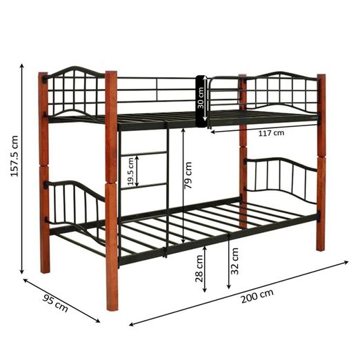 Sturdy Metal Single Bunk Bed Space-Saving