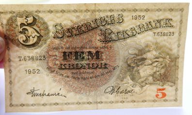 5 Kronor SWEDEN 1952  Banknotes